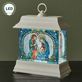 Holy Family Faux Stained Glass Swirl LED Lighted Lantern Glitter Globe Thumbnail Image