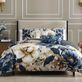 English Manor Reversible Golden Brown and Blue Flower Blossom 5 pc Comforter Bed Set Thumbnail Image