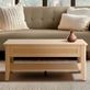Leroy Natural Finished Wooden Lift Top Coffee Table with Faux Rattan and Storage Space Thumbnail Image