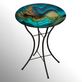 Serene Harmony Outdoor Birdbath Bird Feeder Art Glass Bowl with Metal Stand Thumbnail Image