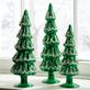 Beaded Green Glass Christmas Tree Holiday Table Accent Set of 3 Thumbnail Image