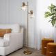 Marcella Gold Metal Floor Lamp with Two Smoked Glass Shades Thumbnail Image