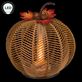 Round Wicker Pumpkin LED Lighted Indoor Outdoor Tabletop Lantern with Batteries Thumbnail Image