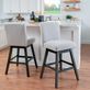 Bri Swivel Solid Wood Gray Upholstered Bar or Counter Stool Set of 2 Thumbnail Image