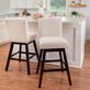Bri Swivel Solid Wood Ivory Upholstered Bar or Counter Stool Set of 2 Thumbnail Image