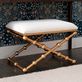 Ash Ivory Boucle Upholstered Campaign Stool with Gold Iron Crisscross Legs Thumbnail Image