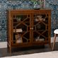 Fetti Large Regal Walnut Finished Wooden Storage Cabinet with Tempered Glass Doors Thumbnail Image