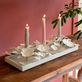 White Metal Floral Taper Candleholder Tabletop Candelabra Thumbnail Image