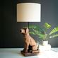 Carved Recycled Wood Brown Dog Table Lamp Thumbnail Image