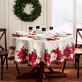 Classic Poinsettia Christmas Holiday Round Tablecloth and Table Linens Thumbnail Image