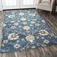 Jacobean Floral Motif Indigo Blue Handcrafted Wool Area Rugs Thumbnail Image