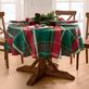 Noel Plaid Red and Evergreen Christmas Holiday Round Tablecloth and Table Linens Thumbnail Image