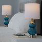 Minerva French Blue Fluted Glass Orb Table Lamp Pair Thumbnail Image