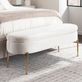 Shea 4 Foot Wide Off White Velvet Upholstered Oval Storage Bench Thumbnail Image