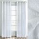 Anvers White Clipped Chevron Sheer Grommet Curtain Panel Thumbnail Image