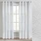 Mercher White Embroidered Leaf Sheer Grommet Curtain Panel Thumbnail Image