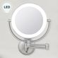 Satin Nickel LED Lighted 10x Magnifying Extendable Wall Makeup Vanity Mirror with Cordless Option Thumbnail Image