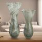 Grantham Hourglass Shaped Green Marbled Glass Vase with Scalloped Top Thumbnail Image