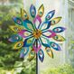 Flowing Petals Jeweled Flower Medallion Outdoor Garden Metal Wind Spinner Stake Thumbnail Image