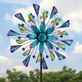 Trumpet Flower Jeweled Outdoor Garden Metal Wind Spinner Stake Thumbnail Image