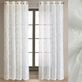 Stellata Embroidered Leaves Off White Sheer Grommet Curtain Panel Thumbnail Image