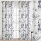 Congreve Steel Blue Botanical Floral Semi Sheer Grommet Curtain Panel Thumbnail Image