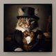 Charming Vintage Style Fancy Victorian Cat in Top Hat Portrait Framed Canvas Wall Art Thumbnail Image