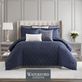Chloe II Art Deco Inspired Navy Comforter Set Luxury Bedding by Waterford Linens Thumbnail Image
