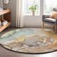 Touch of Artistry Abstract Color Splash Machine Washable Indoor Outdoor Round Rug Thumbnail Image