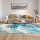Delmar Aqua Blue Abstract Ocean Wave Design Stain Resistant Indoor Outdoor Rugs Thumbnail Image