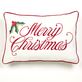 Holly Wreath Embroidered Pillow Ivory Rectangle Thumbnail Image
