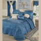 Portia II Sapphire Blue Poly Satin Quilted Oversized Bedspread Luxury Bedding Thumbnail Image