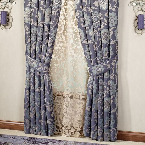 Milana Floral Tailored Curtain Pair Slate 84 x 84 Thumbnail Image