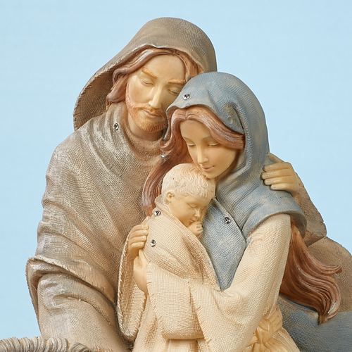 Holy Family with Donkey Figurine Multi Warm Thumbnail Image