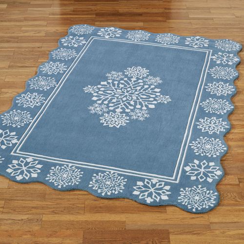 Flurries Blue Snowflake Winter Area Rugs