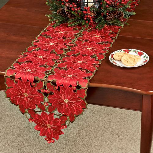 Christmas Poinsettia Red Placemats and Napkins