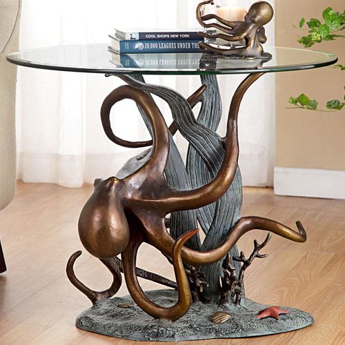 Octopus Art Round Accent Table