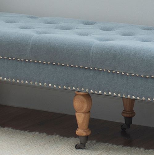 Anastasia 62 Inch Long Tufted Upholstered Bench with Casters