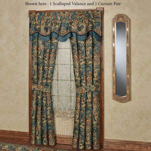 Casanova Wide Tailored Curtain Pair Dark Teal Thumbnail Image