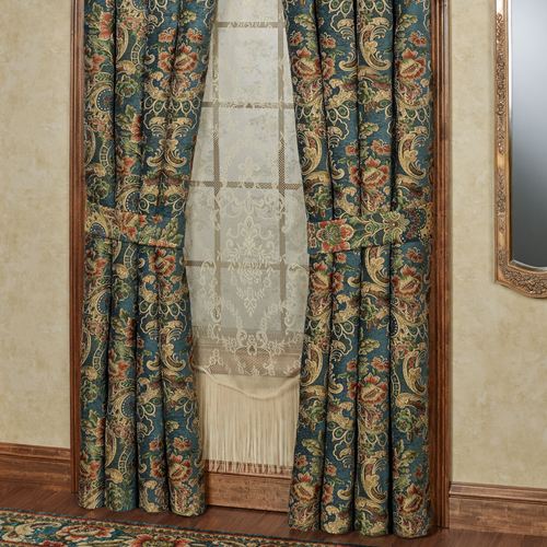 Casanova Wide Tailored Curtain Pair Dark Teal Thumbnail Image