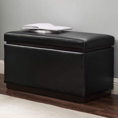 Neo Black Faux Leather Upholstered Rectangle Storage Bench