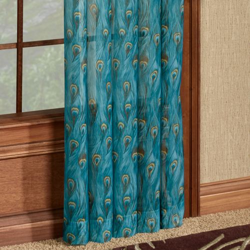 King Peacock Sheer Curtain Panel Sapphire 59 x 84 Thumbnail Image