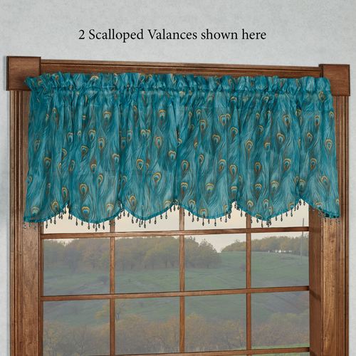 King Peacock Sheer Scalloped Valance Sapphire 59 x 21 Thumbnail Image