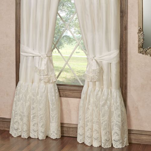 Cameo Lace Tailored Curtain Pair Pearl 84 x 84 Thumbnail Image