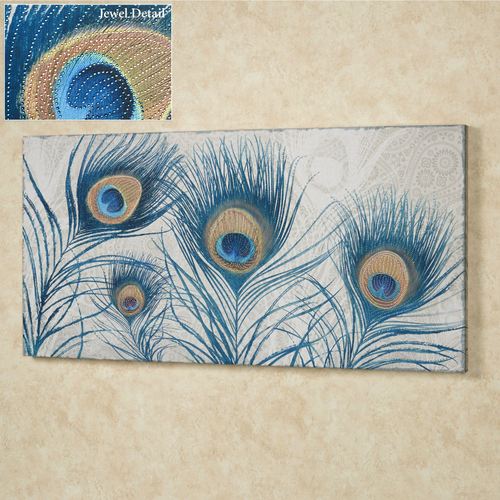 Peacock Feathers Jeweled Canvas Wall Art
