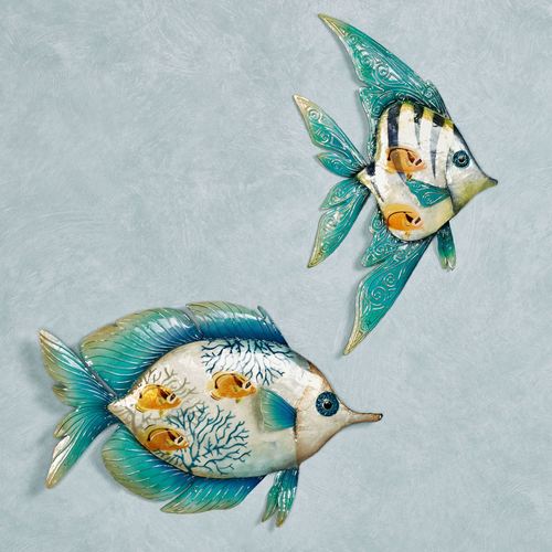 Shoaling Fish Capiz Shell And Metal Wall Art Set