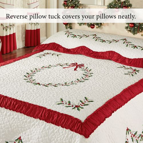 Holly Wreath Grande Bedspread Ivory Thumbnail Image