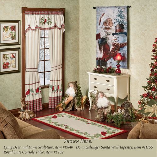 Santa and Frosty Wall Tapestry Red Set of Two Thumbnail Image