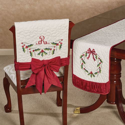 Holly Wreath Chair Covers Ivory Set of Two Thumbnail Image