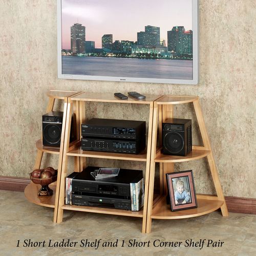 Kimber Short Corner Shelf Pair Natural Oak 3 Shelf Thumbnail Image
